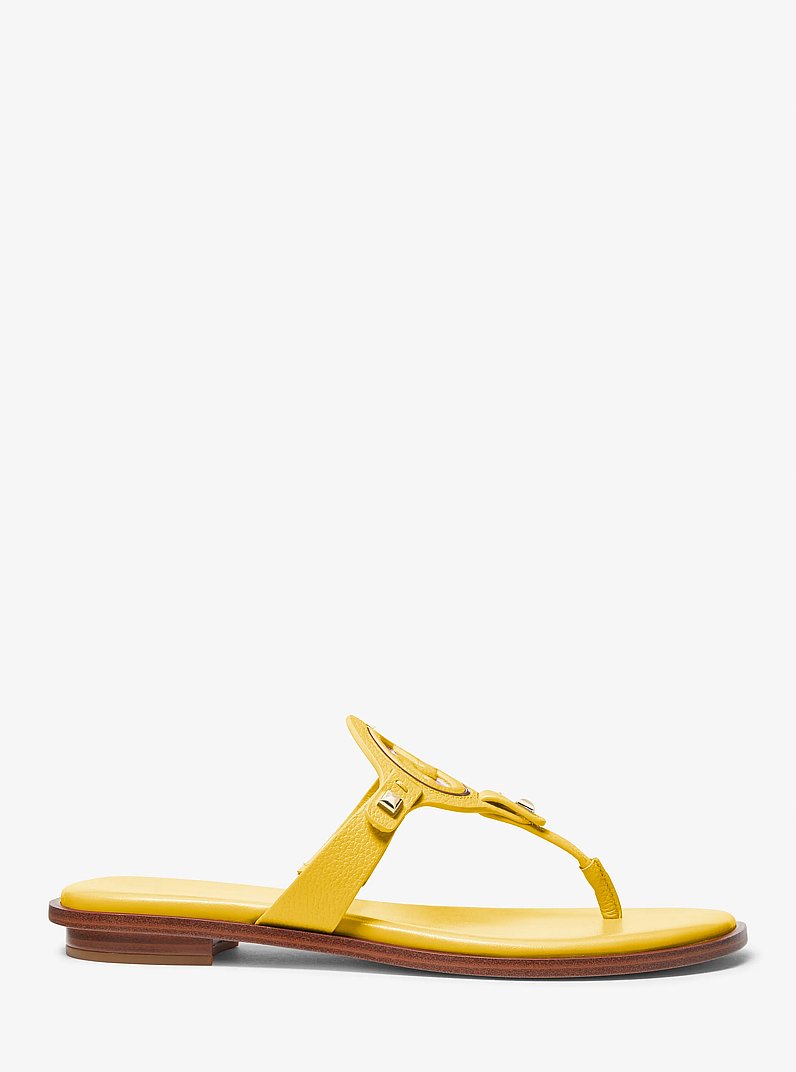 Aubrey Cutout Leather T-Strap Sandal in GOLDEN YELLOW | Michael Kors