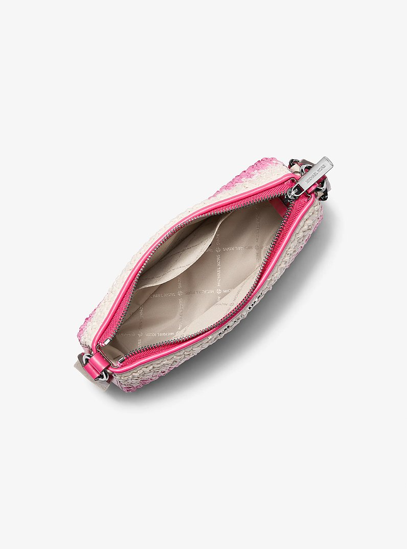 Jet Set Small Ombr&eacute; Straw Crossbody Bag with Case for Apple Airpods Pro&reg; in DRAGONFRUIT | Michael Kors