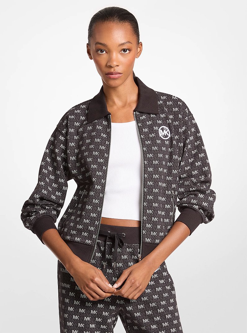 Veste en m&eacute;lange de coton &agrave; fermeture &eacute;clair &agrave; logo in NOIR | Michael Kors