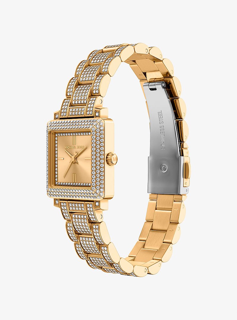 Petite Gwynn Pav&eacute; Gold-Tone Watch in GOLD | Michael Kors