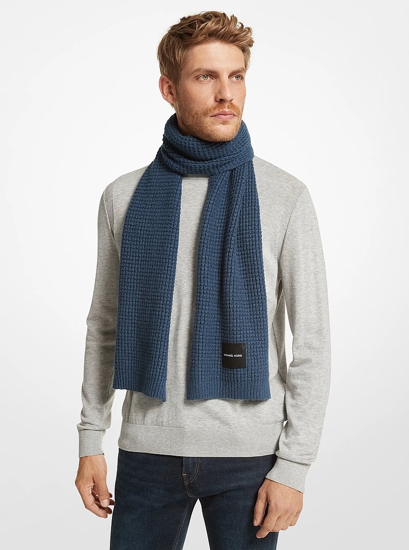 Gebreide sjaal met logo in DEENS BLAUW | Michael Kors