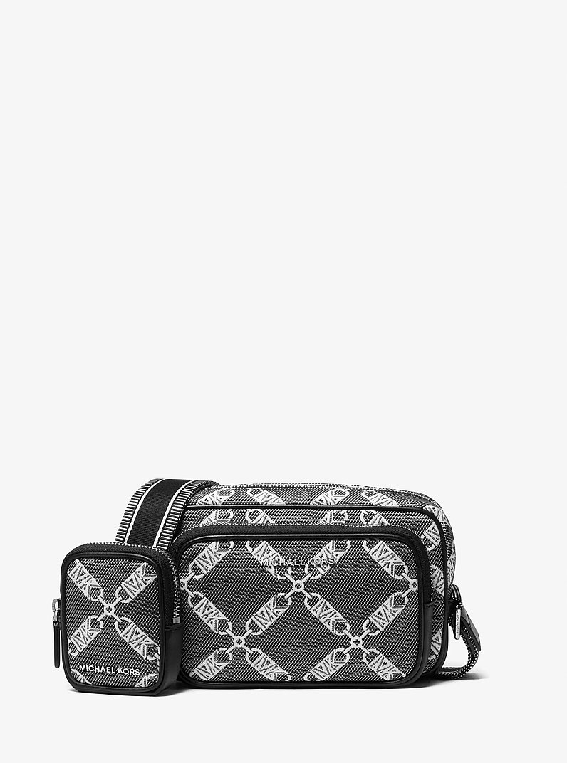 Hudson Empire Logo Jacquard Camera Bag in BLACK | Michael Kors