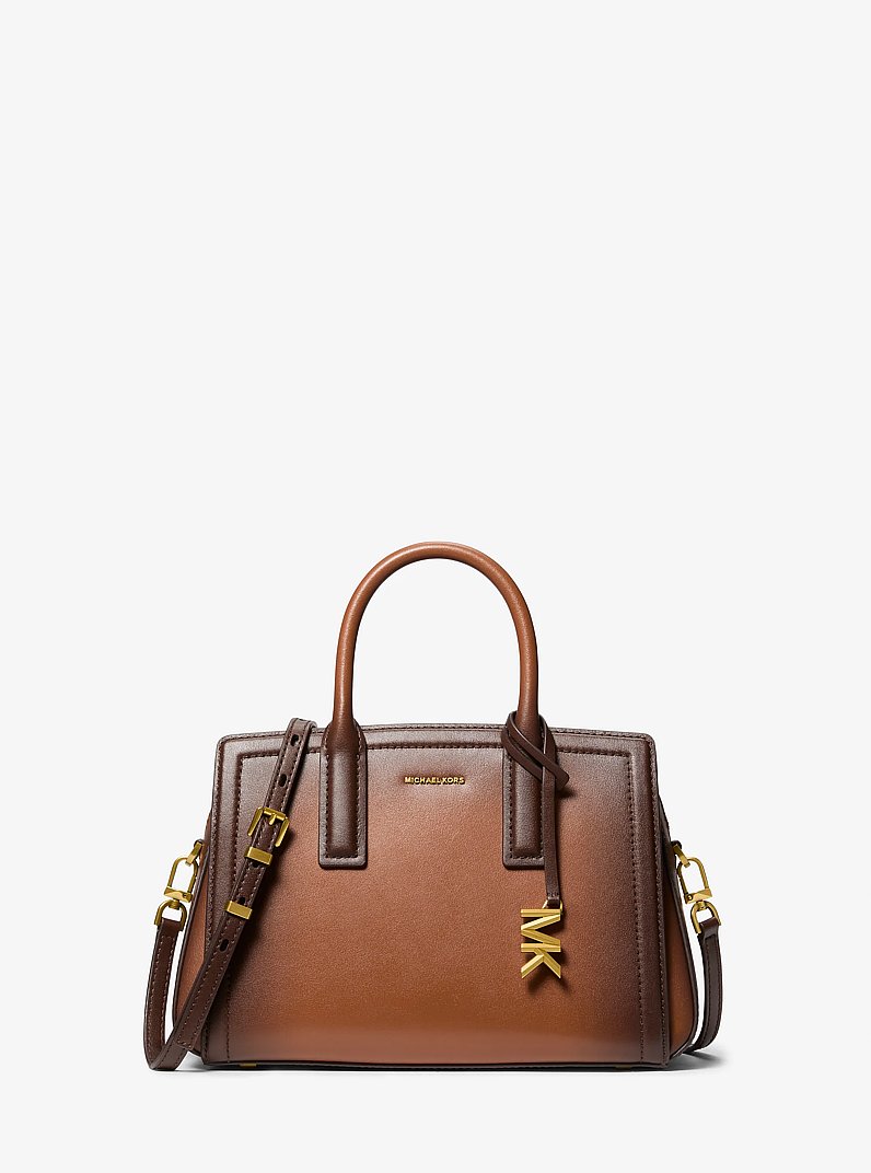 Laila Small Burnished Leather Satchel in LUGGAGE | Michael Kors