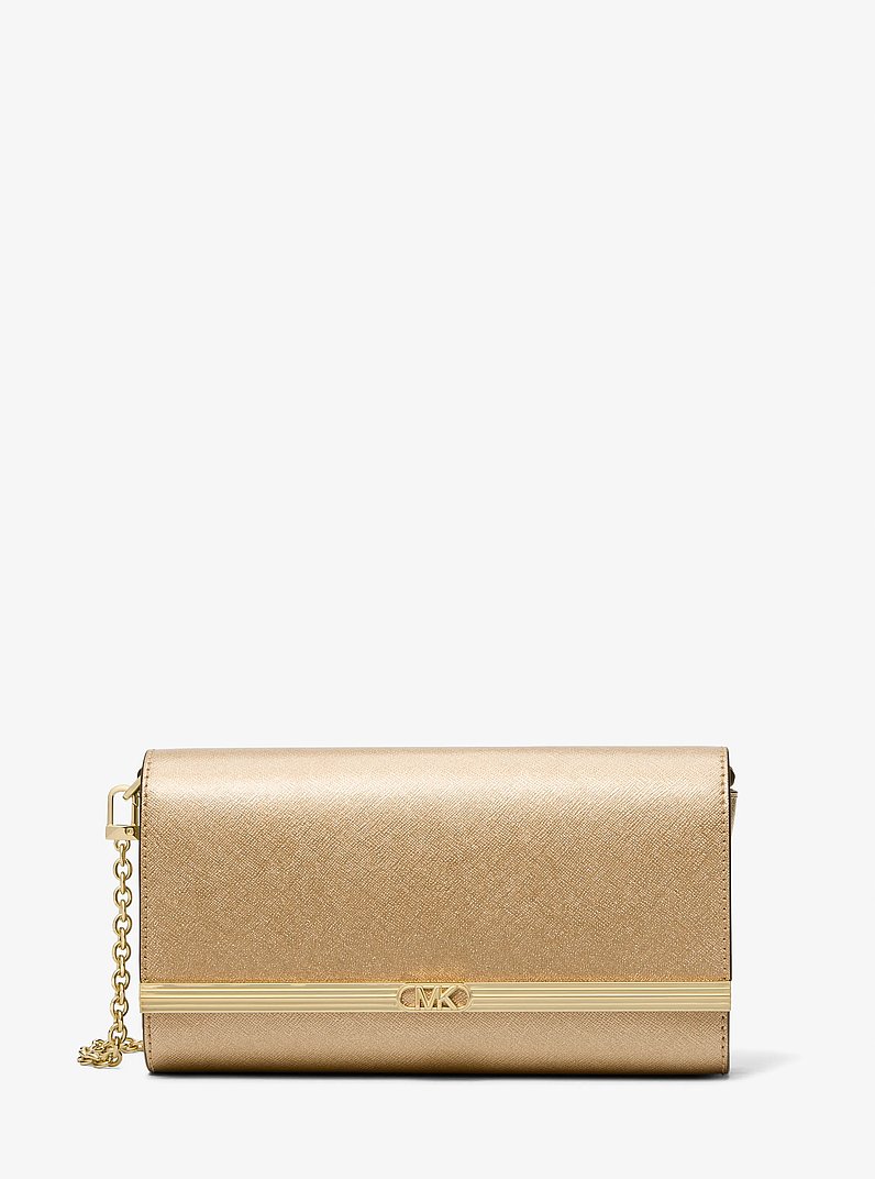 Mona Large Metallic Leather Clutch