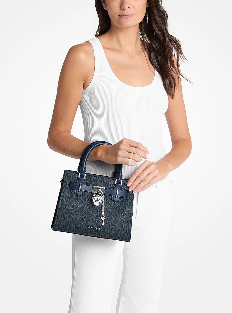Bolso satchel Hamilton peque&ntilde;o con logotipo exclusivo in AZUL OSCURO | Michael Kors