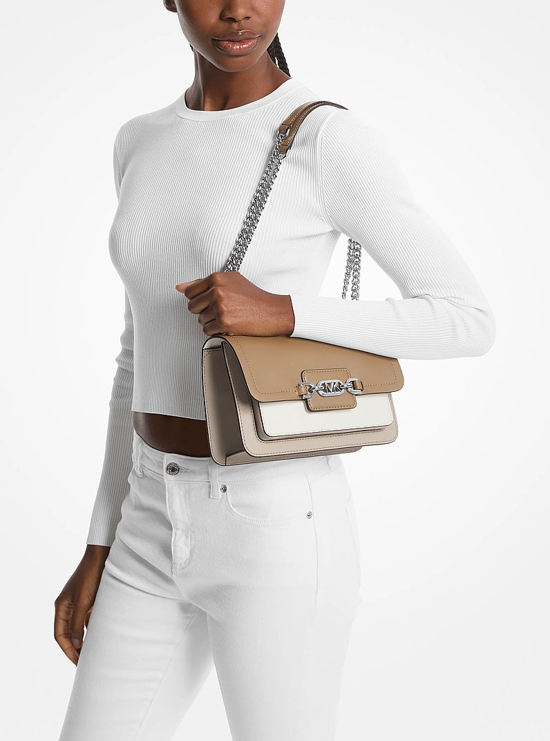 Heather Large Color-Block Leather Shoulder Bag