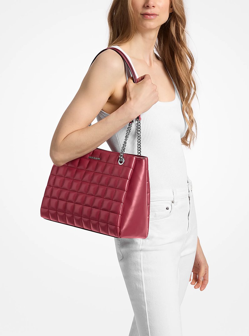 Soho Medium Quilted Tote Bag in BORDEAUX | Michael Kors