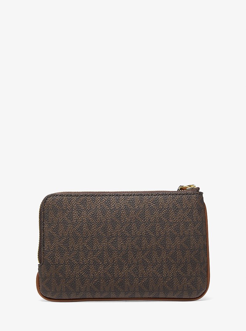 Jet Set Travel Small Signature Logo Wristlet in BROWN | Michael Kors