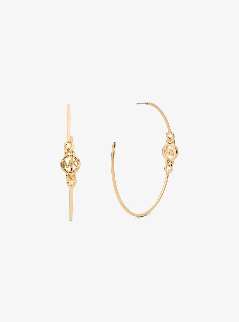 Logo Curb Chain Hoop Earrings in GOLD | Michael Kors