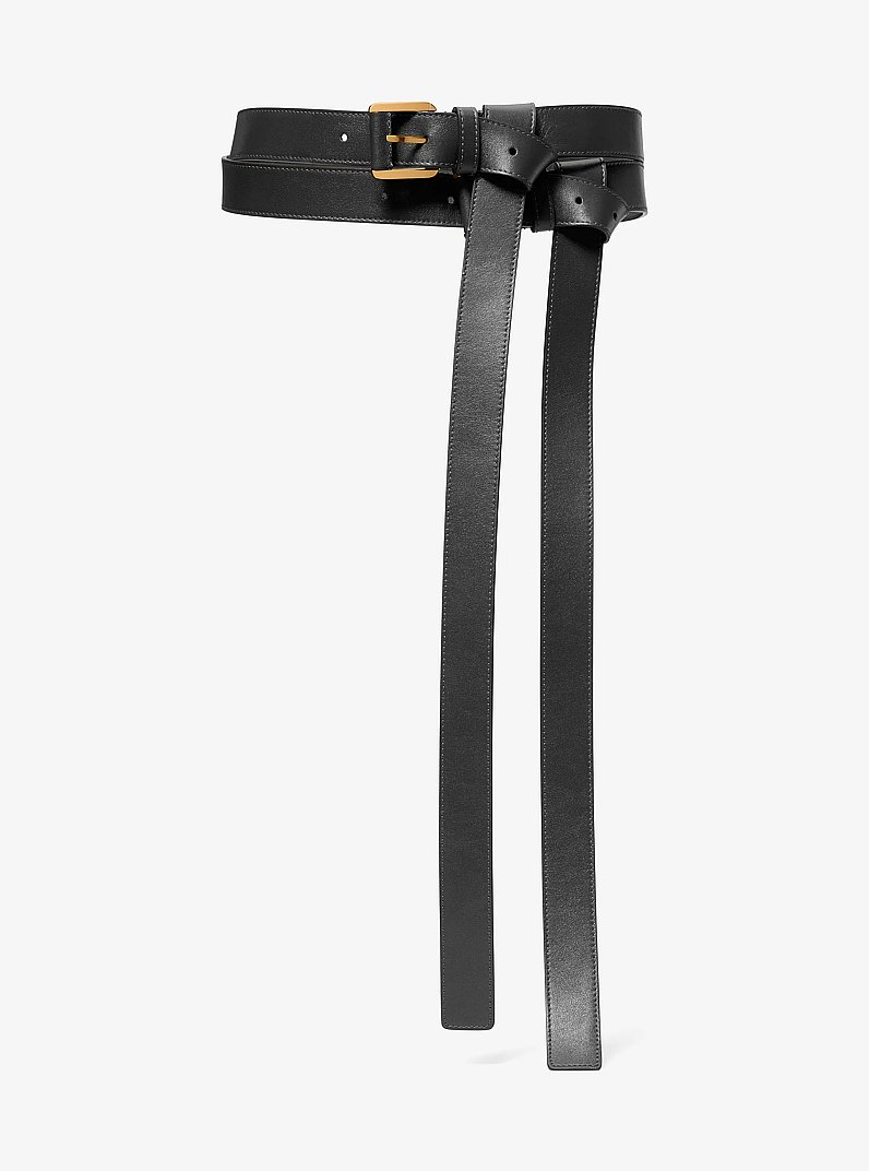 Allegra Leather Double Waist Belt in BLACK | Michael Kors