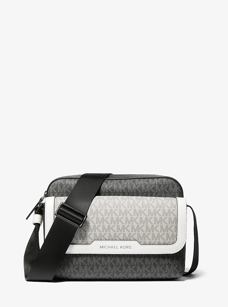 Cooper Medium Signature Logo Camera Bag in BLACK COMBO | Michael Kors