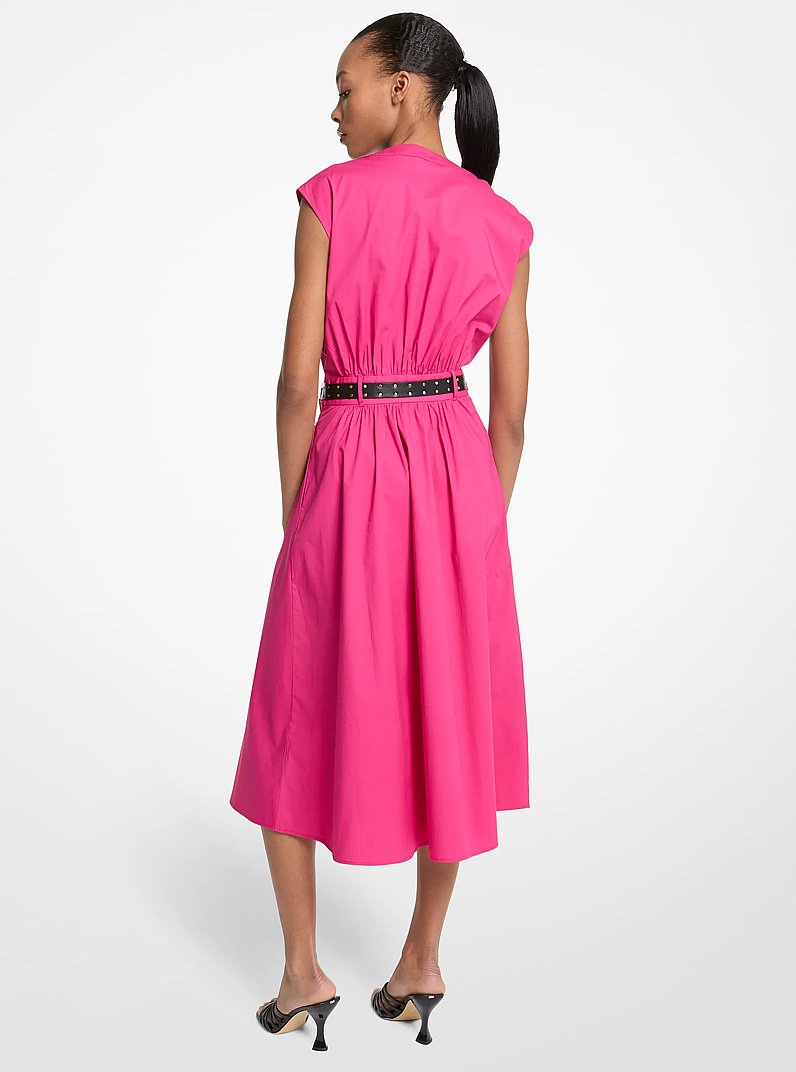 Stretch Cotton Poplin Belted Dress in WILDBERRY | Michael Kors