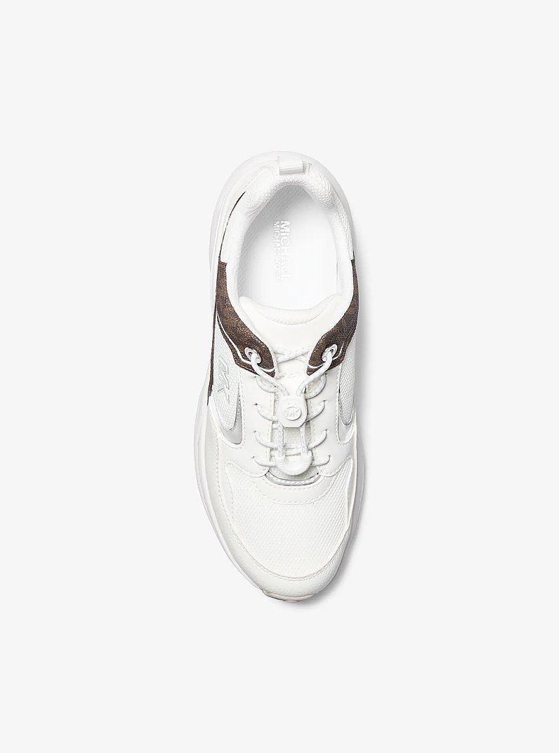 Jett Mixed-Media Trainer in OP WHT/BROWN | Michael Kors