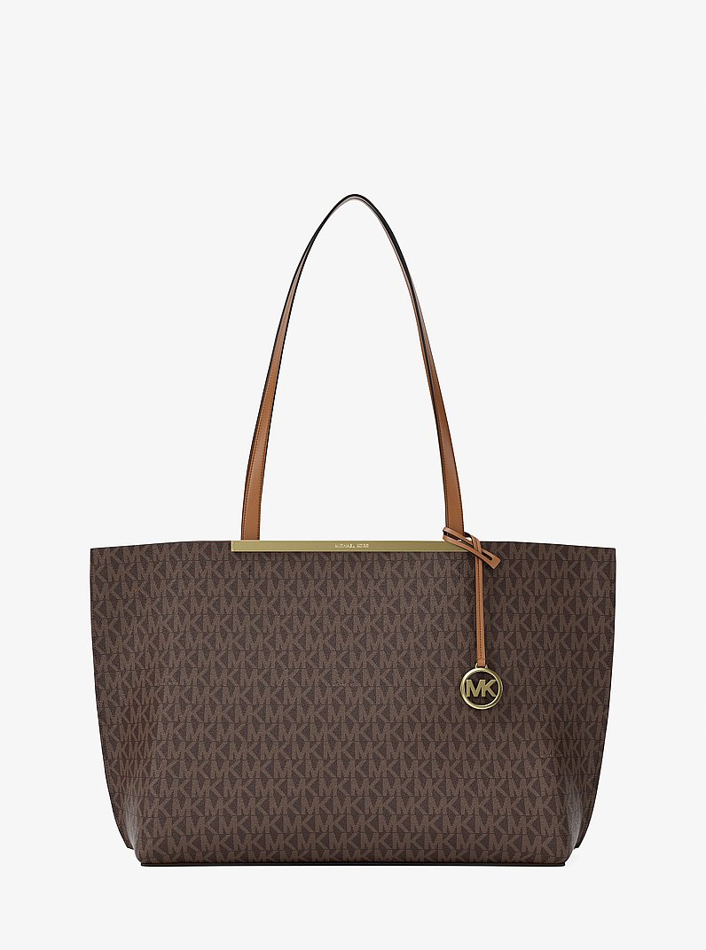 Evelyn Large Signature Logo Tote Bag in BRN/ACORN - Sale | Michael
