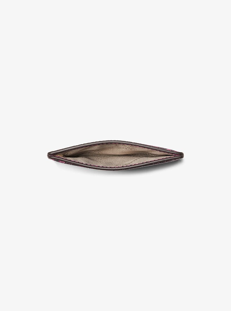 Jet Set Small Snake Embossed Card Case in DEEP FUCHSIA | Michael Kors
