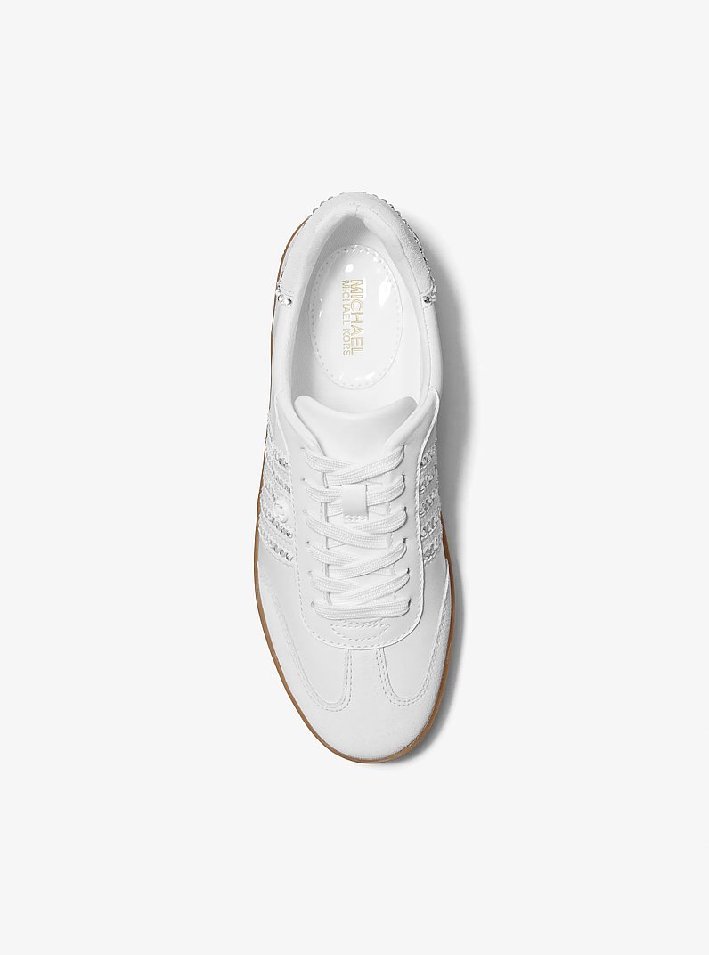 Scotty Embellished Leather Sneaker in OPTIC WHITE | Michael Kors