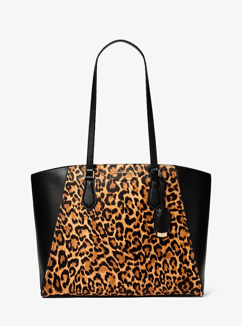 Taryn Large Leopard Print Calf Hair Tote Bag in MARIGOLD | Michael Kors