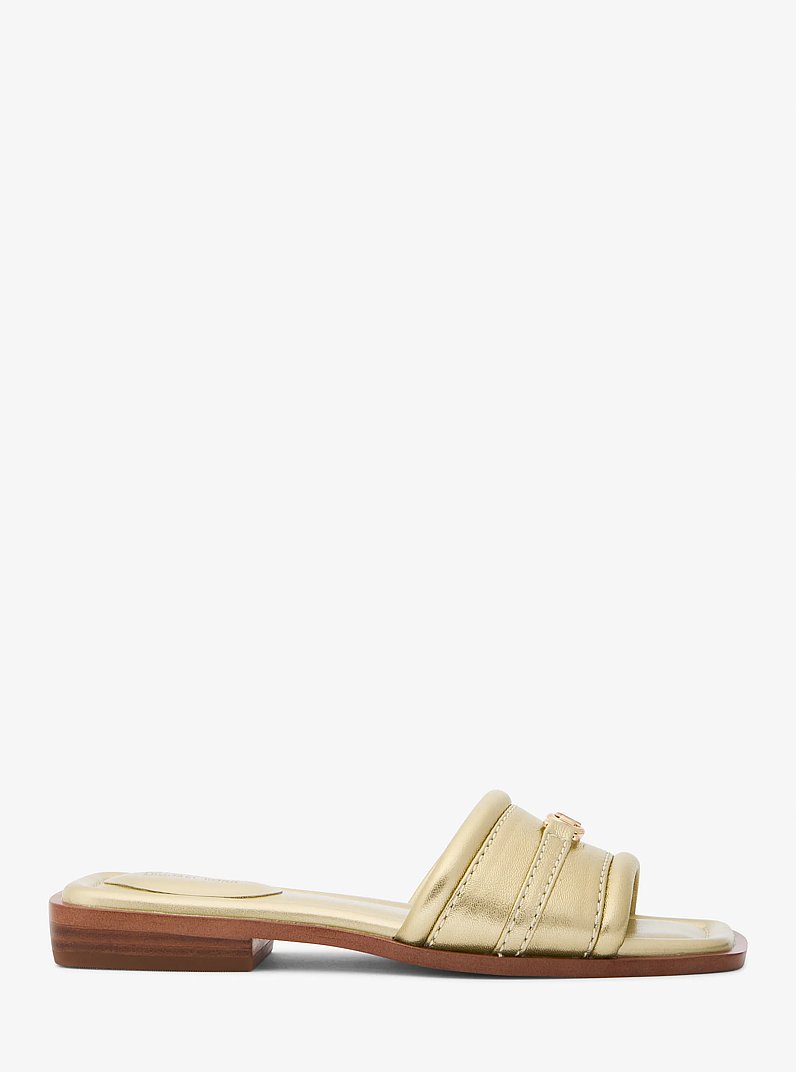 Mandy Metallic Leather Slide Sandal