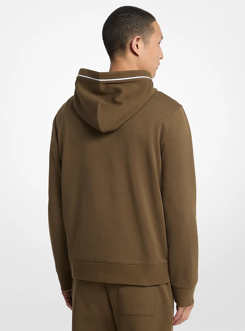 Logo Trim Cotton Blend Hoodie in DUFFLE | Michael Kors