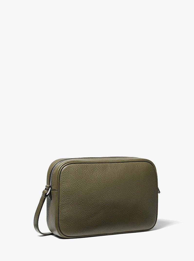 Jet Set Large Pebbled Leather Camera Crossbody Bag in OLIVE | Michael Kors