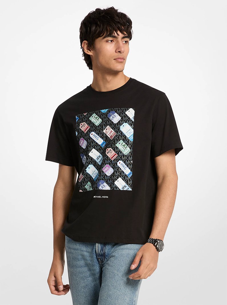 Camiseta de algod&oacute;n con logotipo gr&aacute;fico in NEGRO | Michael Kors