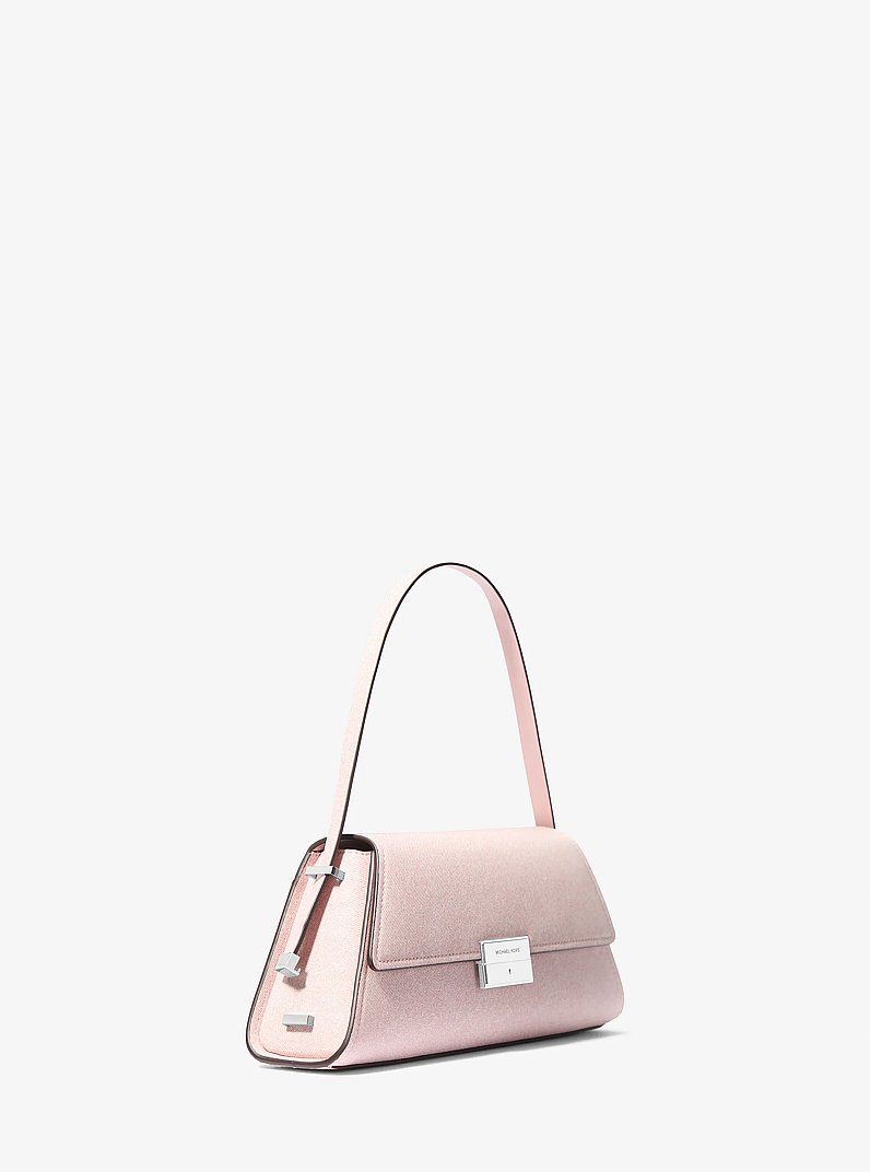 Lunar New Year Ludlow Medium Denim-Printed Leather Shoulder Bag in ROSEWATER | Michael Kors
