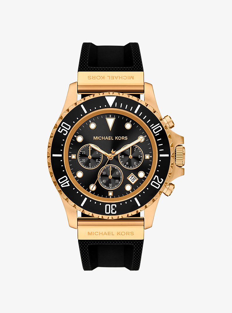 Oversized Everest Gold-Tone and Silicone Watch in BLACK - Sale