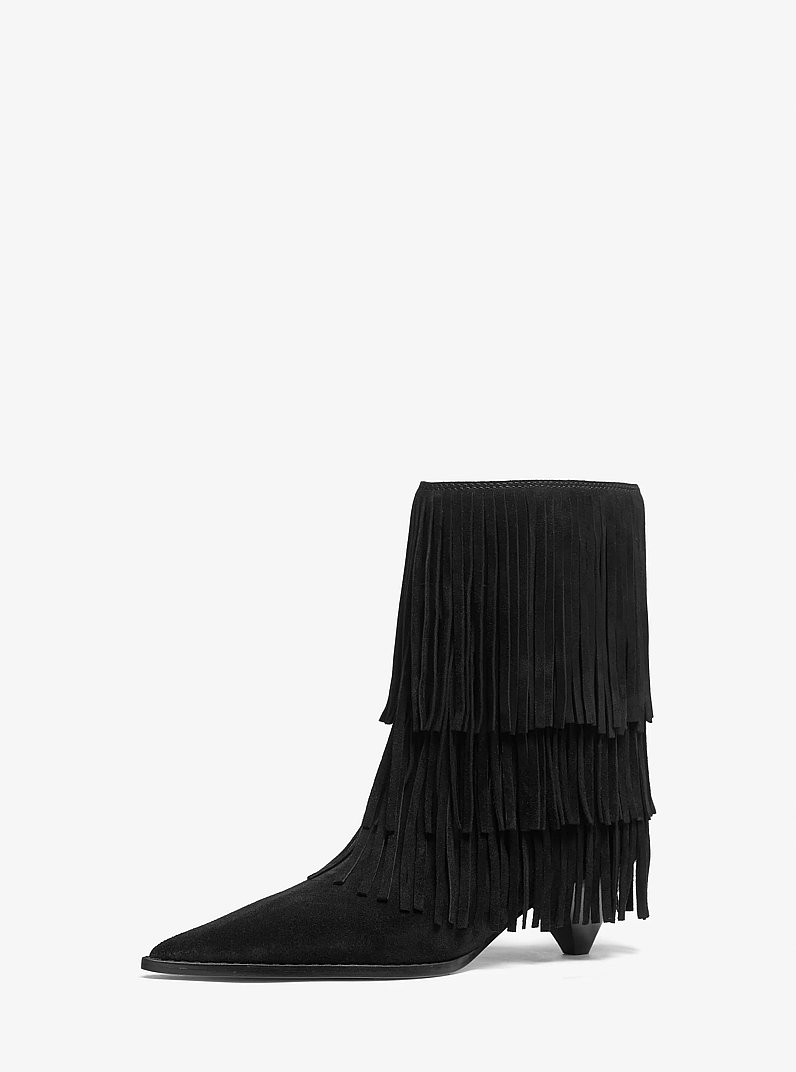 Jayla Fringed Suede Boot in BLACK | Michael Kors