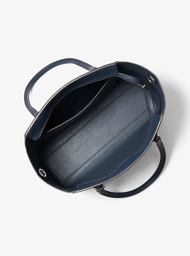 Charlotte Large Saffiano Leather 3-in-1 Tote Bag in BLEU MARINE | Michael Kors