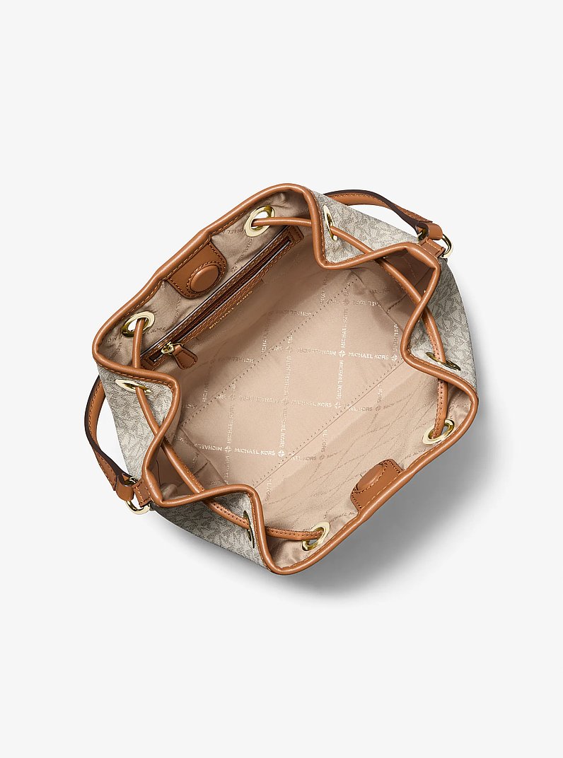 Avery Medium Signature Logo Bucket Messenger Bag in VANILLA/ACORN | Michael Kors