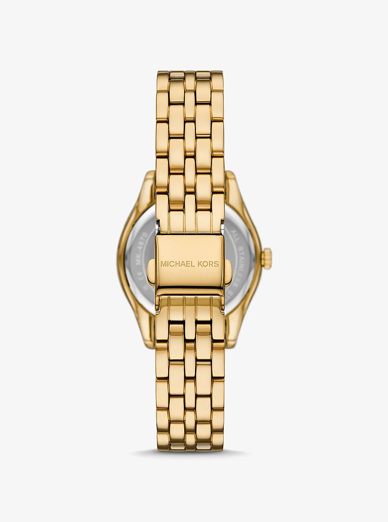 Mini Harlowe  Pav&eacute; Gold-Tone Watch in GOLD | Michael Kors