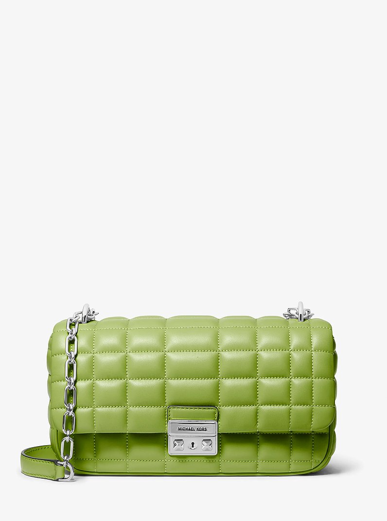 Tribeca Large Quilted Leather Shoulder Bag in PEAR | Michael Kors