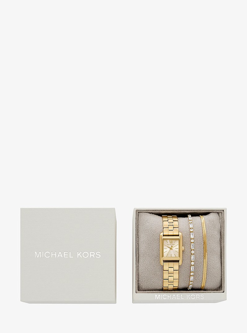 Ensemble-cadeau de montre miniature Monroe et de bijoux de ton or in OR | Michael Kors