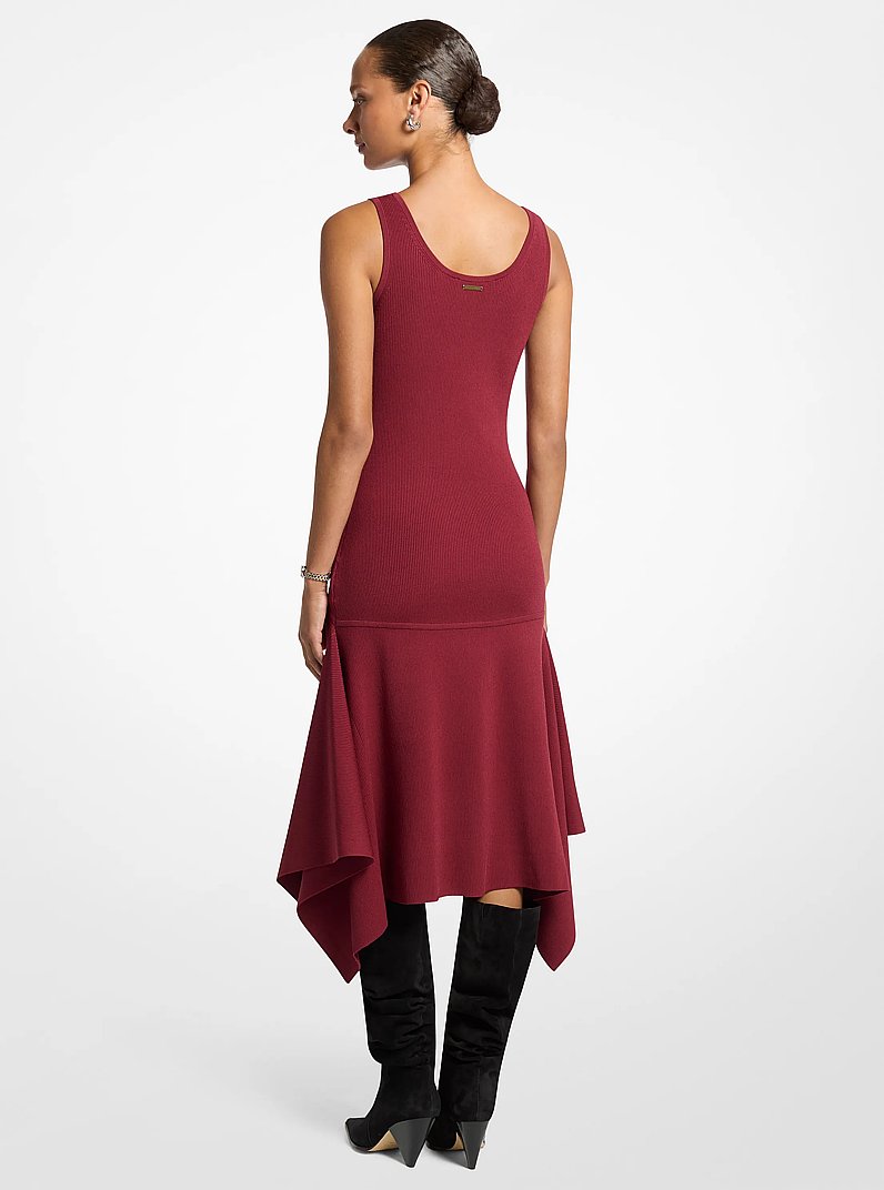 Abito smanicato in maglia stretch con orlo a fazzoletto in ROSSO INTENSO | Michael Kors