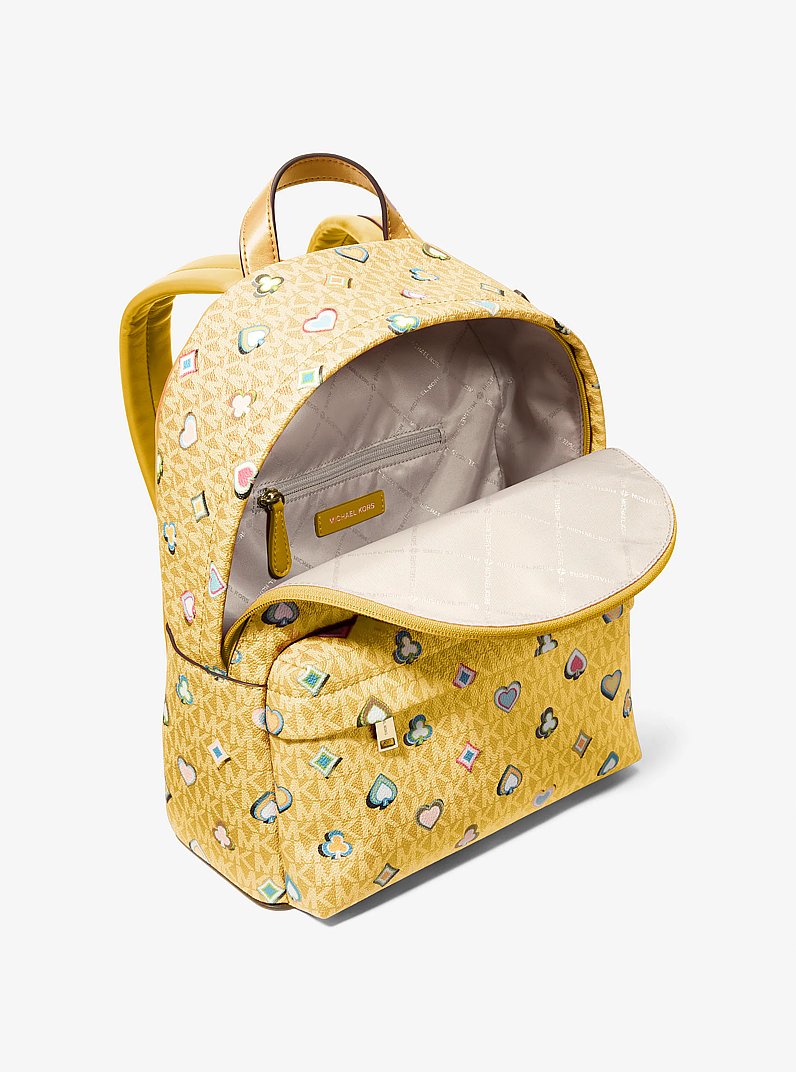 Slater Medium Printed Signature Logo Backpack in HONEY | Michael Kors