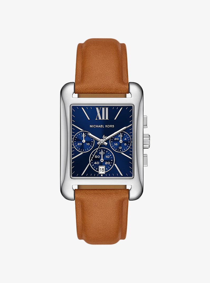 Monroe Silver-Tone and Leather Watch in SILVER | Michael Kors