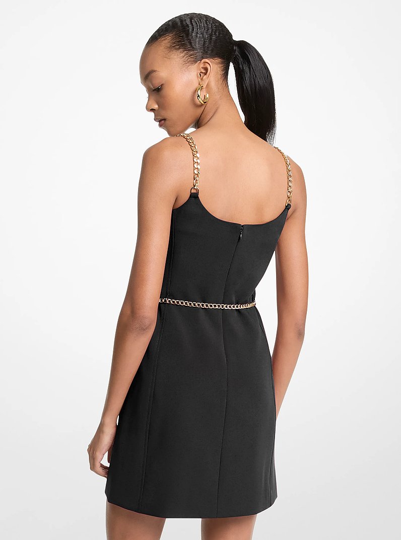 Chain Strap Belted Bustier Mini Dress in BLACK | Michael Kors