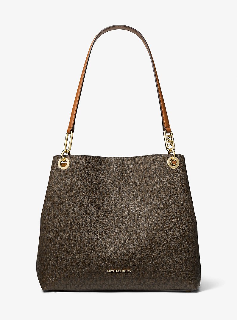 Kensington Large Signature Logo Tote Bag in BRN/ACORN | Michael Kors