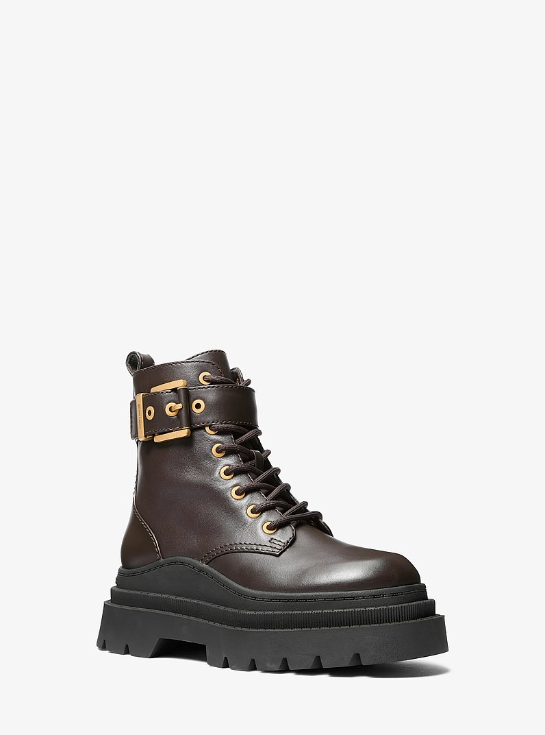 Colby Leather Combat Boot in CHOCOLATE | Michael Kors