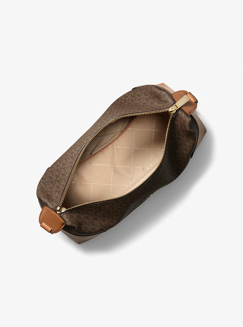 Teddi Medium Signature Logo Slouchy Shoulder Bag in BRN/ACORN | Michael Kors
