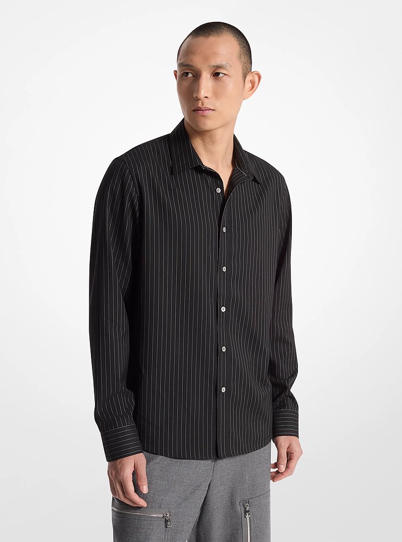 Relaxed-Fit Striped Shirt in BLACK | Michael Kors