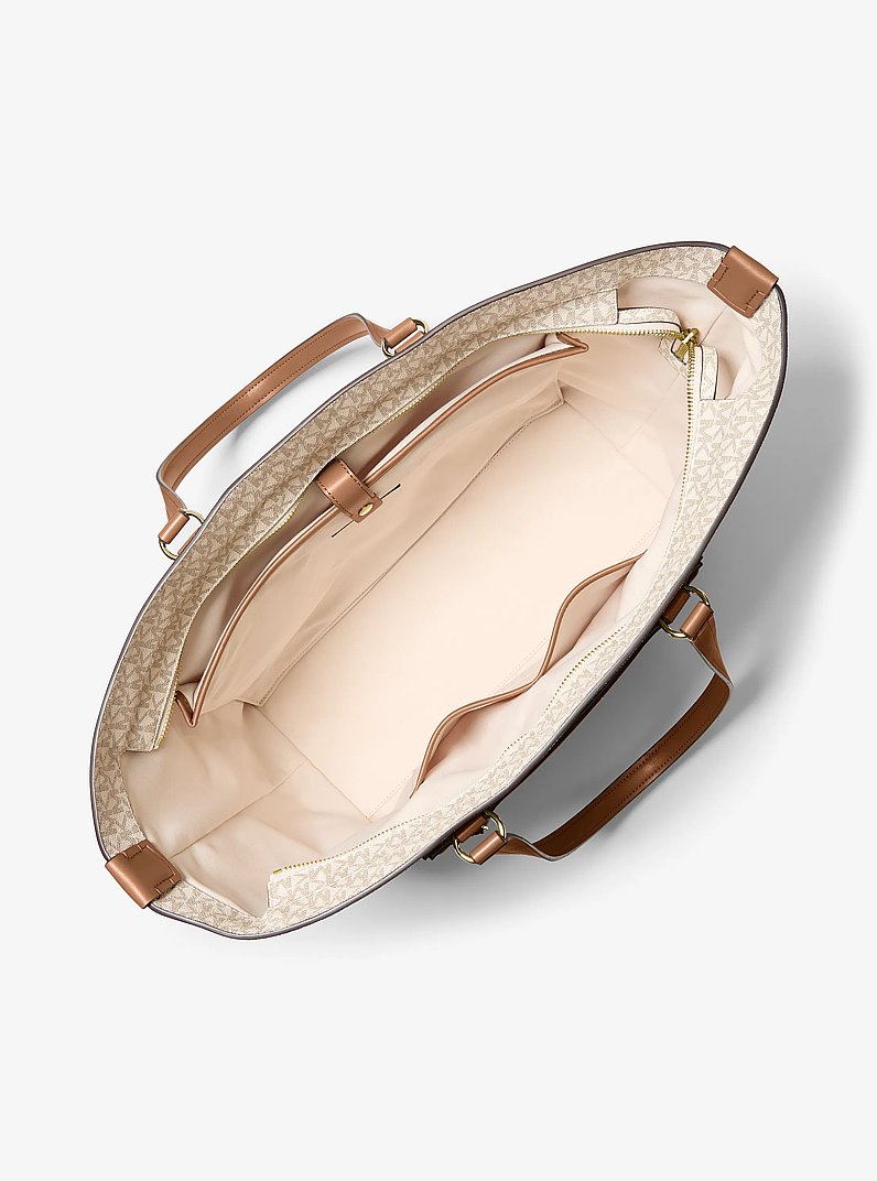 Borsa tote Jet Set Travel extra-large con stampa logo in VANIGLIA/GHIANDA | Michael Kors