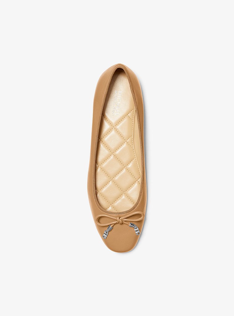 Nori Leather Ballet Flat in CAMEL | Michael Kors
