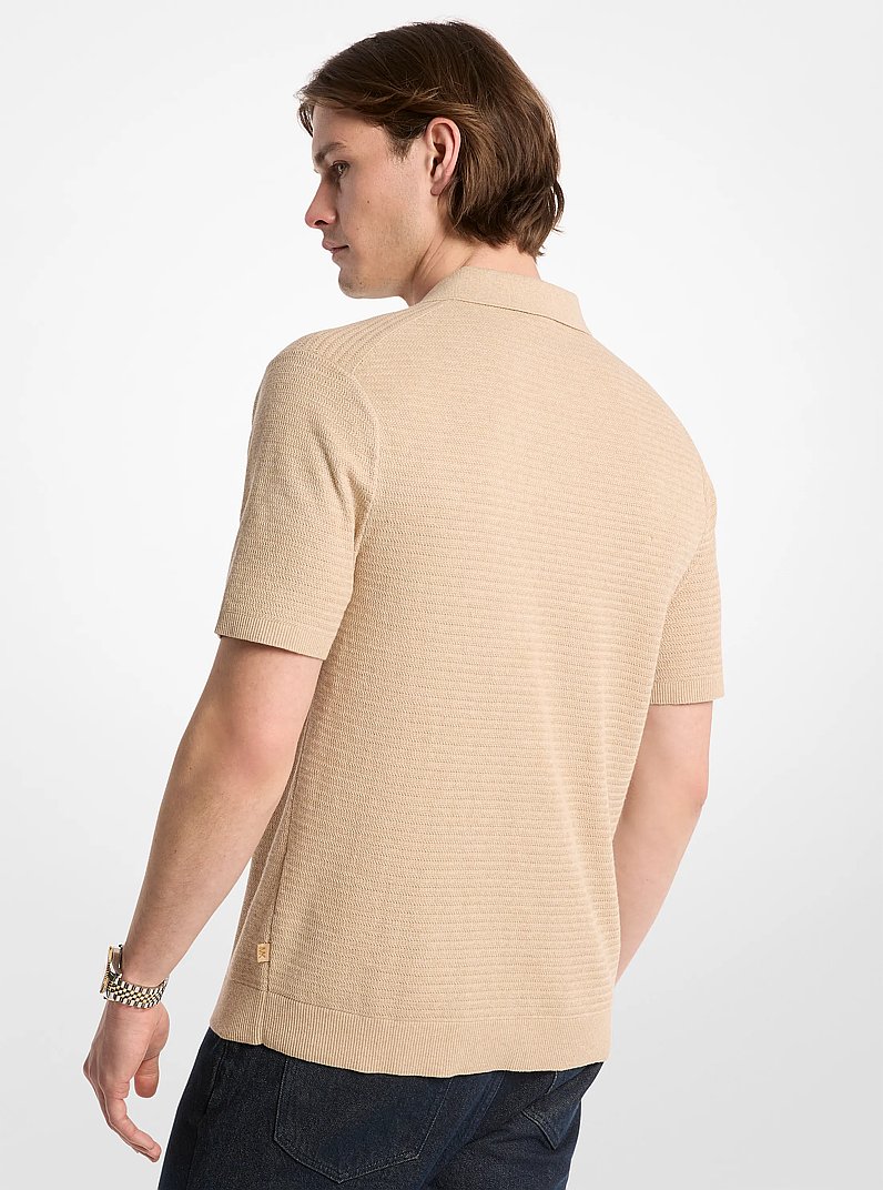 Polo in maglia di cotone con zip in CACHI M&Eacute;LANGE | Michael Kors