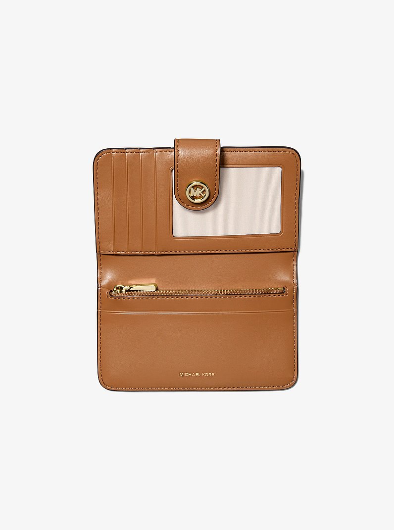MK Pop Charm Medium Signature Logo Wallet in BRN/ACORN | Michael Kors