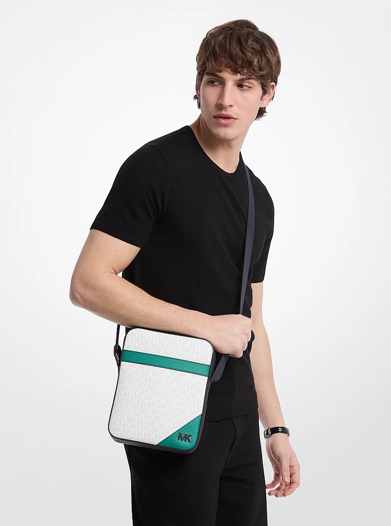 Cooper Color-Block Signature Logo Flight Bag in GRASS GREEN | Michael Kors