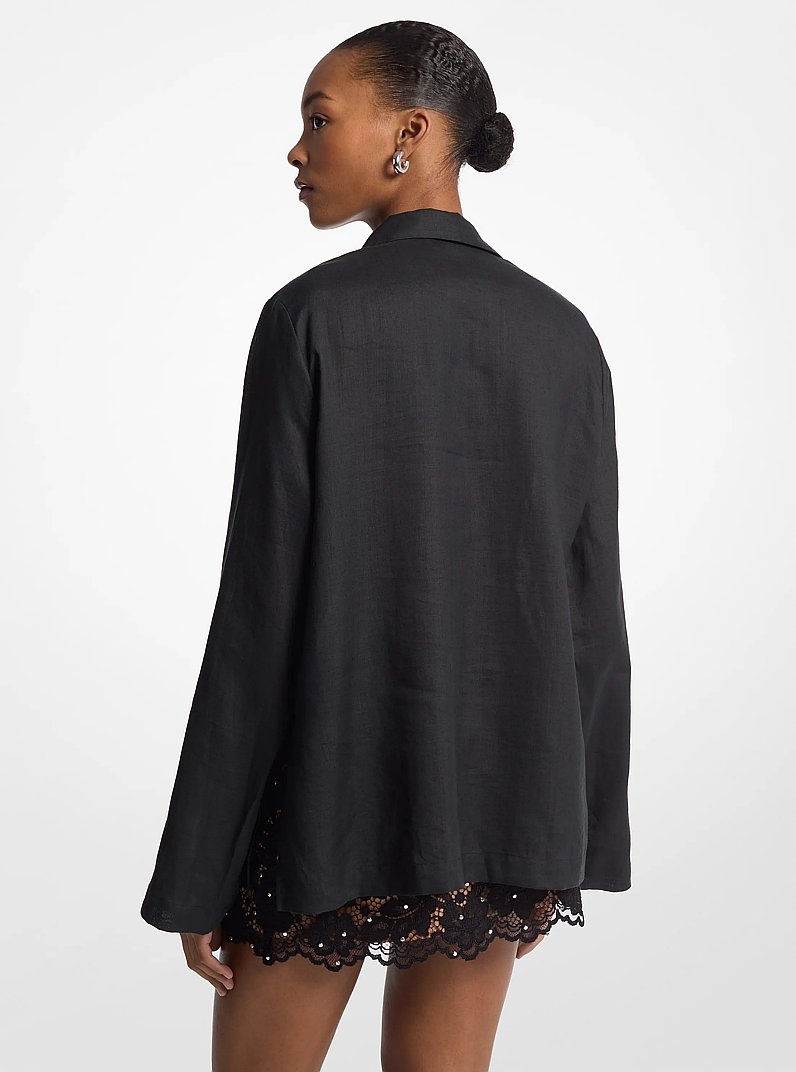 Top a tunica con colletto in rami&egrave; in NERO | Michael Kors