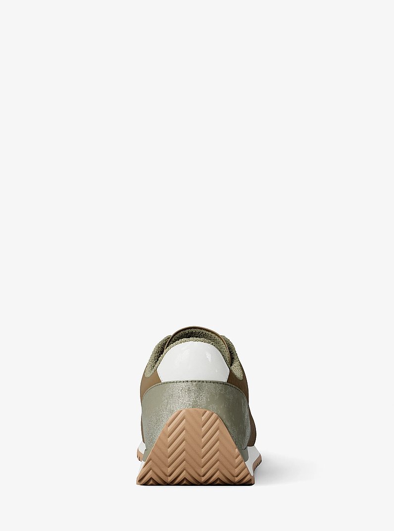 Rhodes Color-Block Suede Trainer in LODEN | Michael Kors