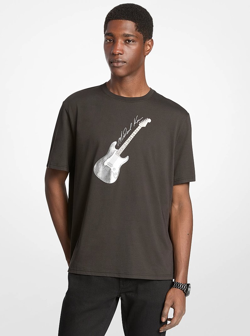 Graphic Cotton T-Shirt in BLACK | Michael Kors