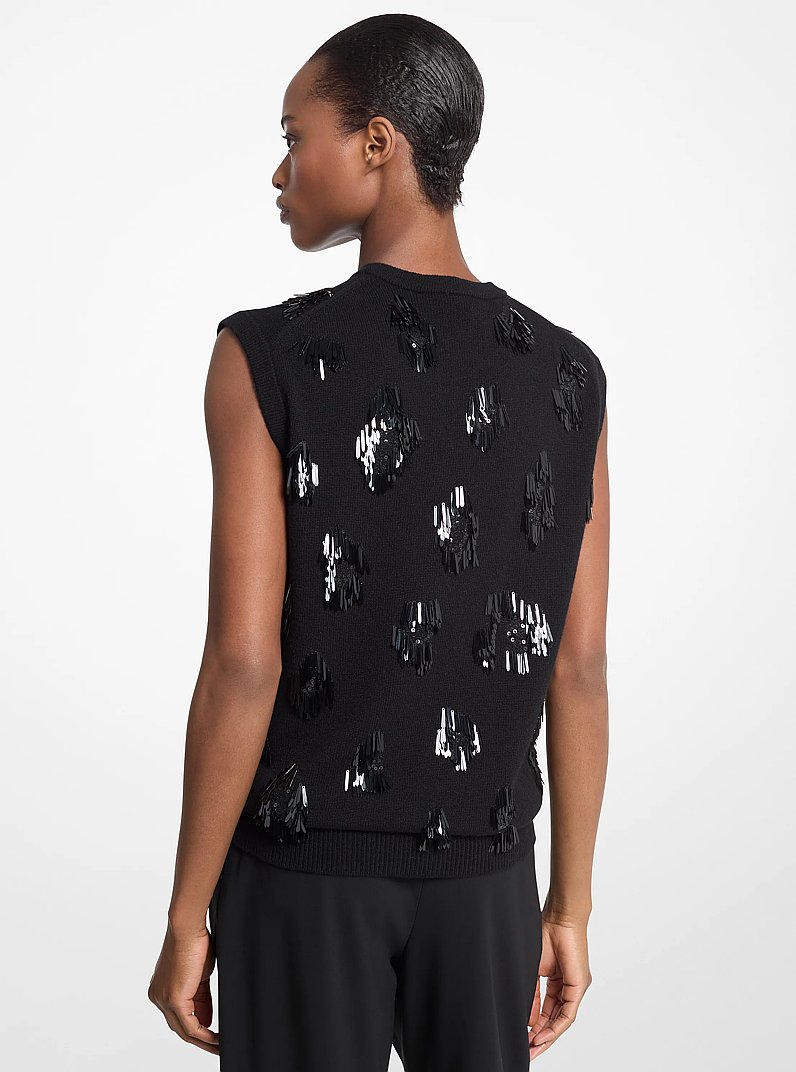 Su&eacute;ter sin mangas de cachemira con lentejuelas in NEGRO | Michael Kors